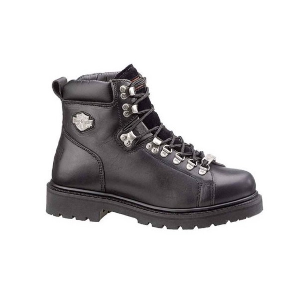 Harley Davidson Boots Men 8.5 Wide Black Leather Steel Toe Dipstick Tall Lace Up